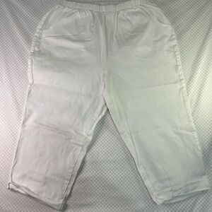 DENIM & CO EasyWear Twill Relaxed Pull-On Skimmer White Capris 1XP